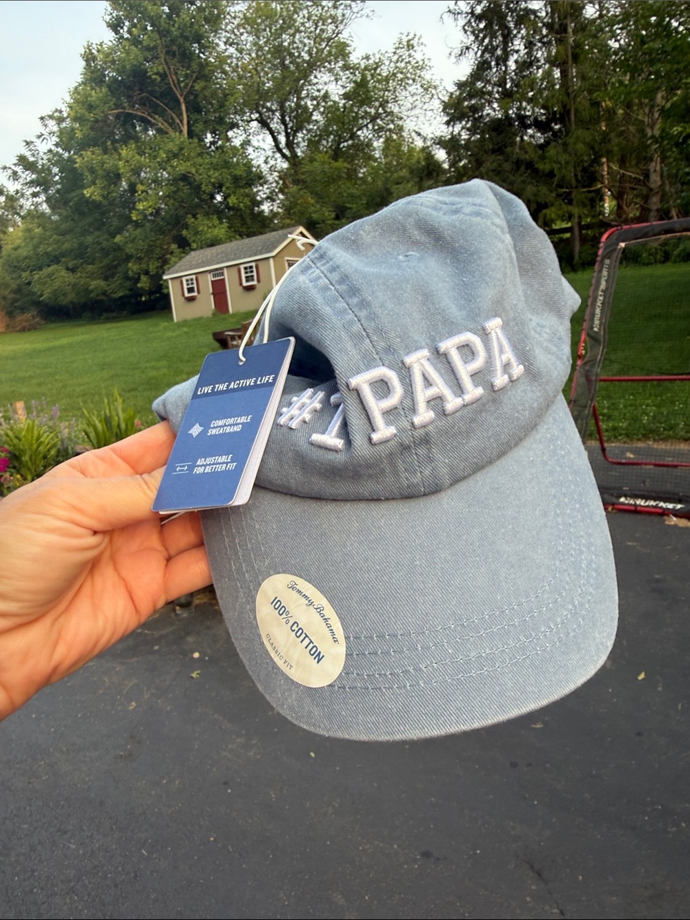 Tommy Bahama ~#1 Papa Light Blue Cotton Baseball Cap NWT